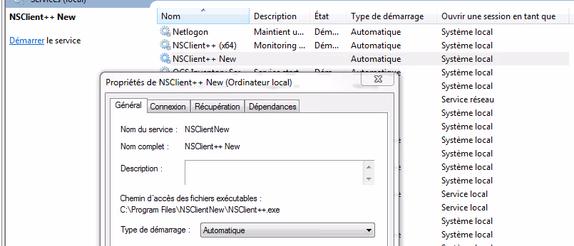 On a bien 2 lignes NSClient++ et NSClient++New